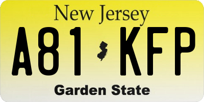 NJ license plate A81KFP