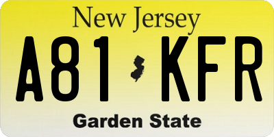 NJ license plate A81KFR