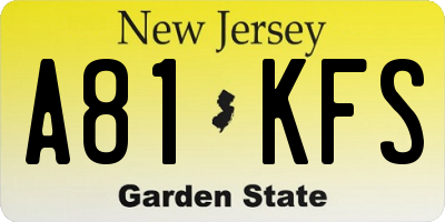 NJ license plate A81KFS