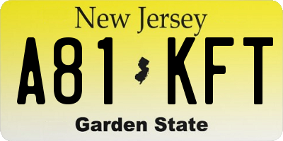 NJ license plate A81KFT
