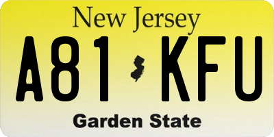 NJ license plate A81KFU
