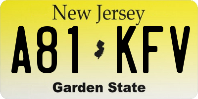 NJ license plate A81KFV