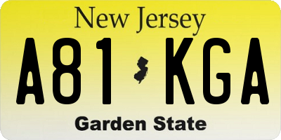 NJ license plate A81KGA
