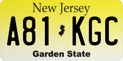 NJ license plate A81KGC