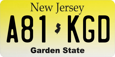 NJ license plate A81KGD