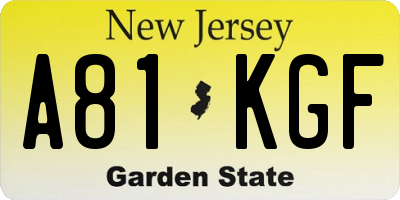 NJ license plate A81KGF