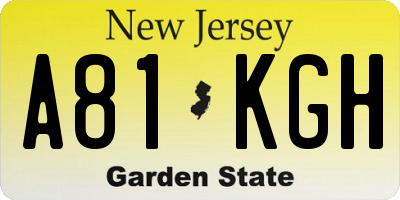 NJ license plate A81KGH