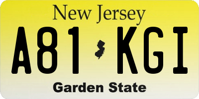 NJ license plate A81KGI