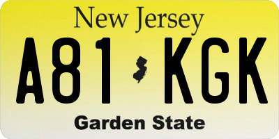 NJ license plate A81KGK