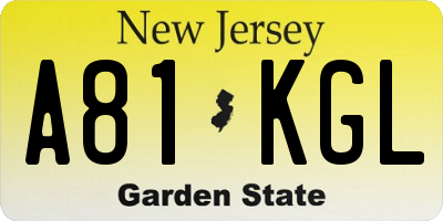 NJ license plate A81KGL