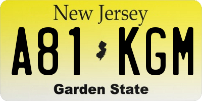 NJ license plate A81KGM