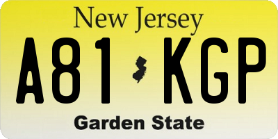 NJ license plate A81KGP