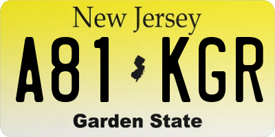 NJ license plate A81KGR