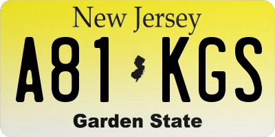 NJ license plate A81KGS