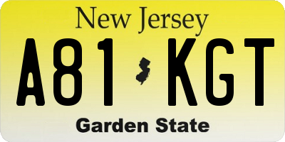 NJ license plate A81KGT