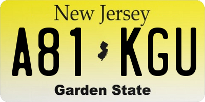 NJ license plate A81KGU