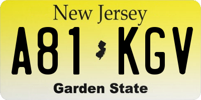 NJ license plate A81KGV