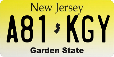 NJ license plate A81KGY