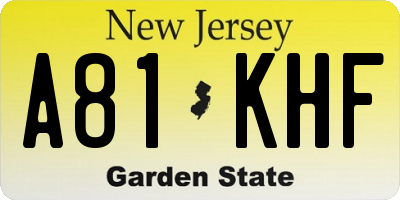 NJ license plate A81KHF