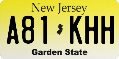 NJ license plate A81KHH