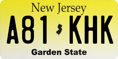 NJ license plate A81KHK