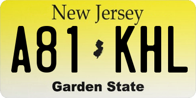 NJ license plate A81KHL