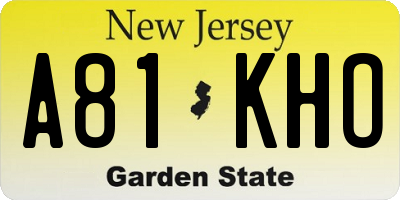 NJ license plate A81KHO