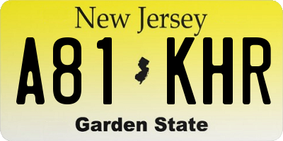 NJ license plate A81KHR
