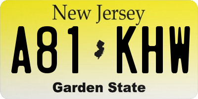 NJ license plate A81KHW