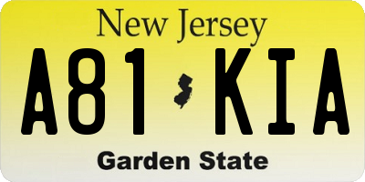 NJ license plate A81KIA