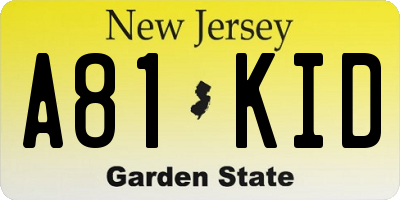 NJ license plate A81KID