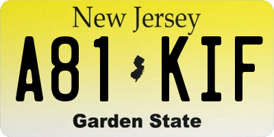 NJ license plate A81KIF