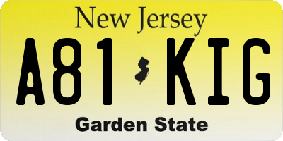 NJ license plate A81KIG