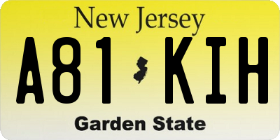 NJ license plate A81KIH