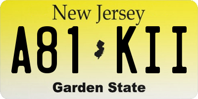 NJ license plate A81KII