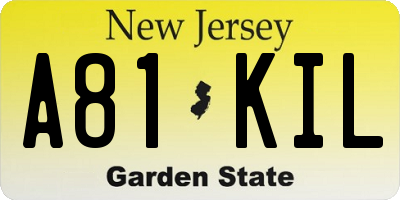 NJ license plate A81KIL