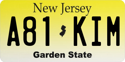 NJ license plate A81KIM