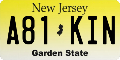 NJ license plate A81KIN
