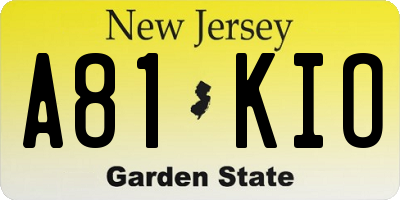 NJ license plate A81KIO