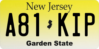 NJ license plate A81KIP