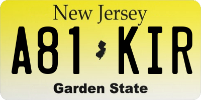 NJ license plate A81KIR
