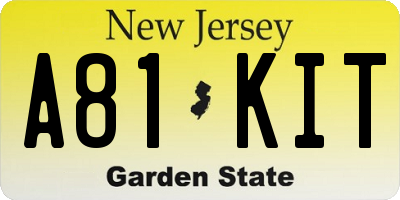 NJ license plate A81KIT