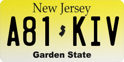 NJ license plate A81KIV
