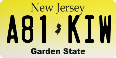 NJ license plate A81KIW