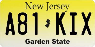 NJ license plate A81KIX