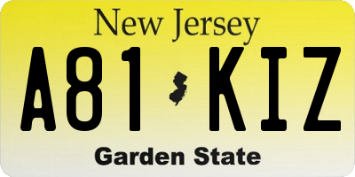NJ license plate A81KIZ