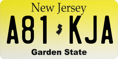 NJ license plate A81KJA