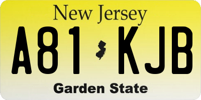 NJ license plate A81KJB