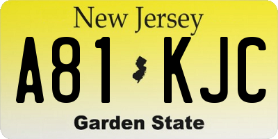 NJ license plate A81KJC