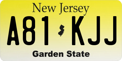 NJ license plate A81KJJ